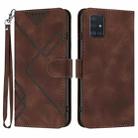 For Samsung Galaxy A51 4G Line Pattern Skin Feel Leather Phone Case(Coffee) - 1