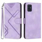 For Samsung Galaxy A51 5G Line Pattern Skin Feel Leather Phone Case(Light Purple) - 1