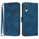 For Samsung Galaxy A70 Line Pattern Skin Feel Leather Phone Case(Royal Blue) - 1