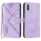 For Samsung Galaxy A70 Line Pattern Skin Feel Leather Phone Case(Light Purple) - 1