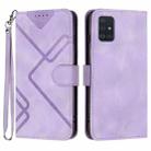 For Samsung Galaxy A71 5G Line Pattern Skin Feel Leather Phone Case(Light Purple) - 1