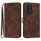 For Samsung Galaxy A73 5G Line Pattern Skin Feel Leather Phone Case(Coffee) - 1