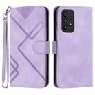 For Samsung Galaxy A73 5G Line Pattern Skin Feel Leather Phone Case(Light Purple) - 1