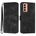 For Samsung Galaxy M13 India / F13 Line Pattern Skin Feel Leather Phone Case(Black) - 1