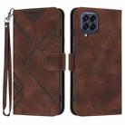 For Samsung Galaxy M33 5G Global Line Pattern Skin Feel Leather Phone Case(Coffee) - 1