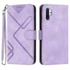For Samsung Galaxy Note10+ Line Pattern Skin Feel Leather Phone Case(Light Purple) - 1