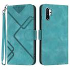 For Samsung Galaxy Note10+ Line Pattern Skin Feel Leather Phone Case(Light Blue) - 1