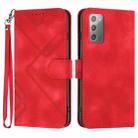 For Samsung Galaxy Note20 Line Pattern Skin Feel Leather Phone Case(Red) - 1