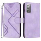 For Samsung Galaxy Note20 Line Pattern Skin Feel Leather Phone Case(Light Purple) - 1