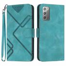For Samsung Galaxy Note20 Line Pattern Skin Feel Leather Phone Case(Light Blue) - 1