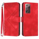 For Samsung Galaxy Note20 Ultra Line Pattern Skin Feel Leather Phone Case(Red) - 1