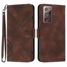 For Samsung Galaxy Note20 Ultra Line Pattern Skin Feel Leather Phone Case(Coffee) - 1