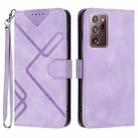 For Samsung Galaxy Note20 Ultra Line Pattern Skin Feel Leather Phone Case(Light Purple) - 1