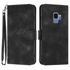 For Samsung Galaxy S9 Line Pattern Skin Feel Leather Phone Case(Black) - 1