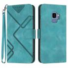 For Samsung Galaxy S9 Line Pattern Skin Feel Leather Phone Case(Light Blue) - 1