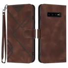 For Samsung Galaxy S10 Line Pattern Skin Feel Leather Phone Case(Coffee) - 1