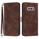 For Samsung Galaxy S10e Line Pattern Skin Feel Leather Phone Case(Coffee) - 1
