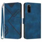 For Samsung Galaxy S20 Line Pattern Skin Feel Leather Phone Case(Royal Blue) - 1