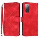 For Samsung Galaxy S20 FE Line Pattern Skin Feel Leather Phone Case(Red) - 1