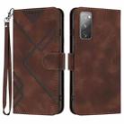 For Samsung Galaxy S20 FE Line Pattern Skin Feel Leather Phone Case(Coffee) - 1