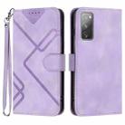 For Samsung Galaxy S20 FE Line Pattern Skin Feel Leather Phone Case(Light Purple) - 1