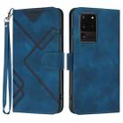 For Samsung Galaxy S20 Ultra Line Pattern Skin Feel Leather Phone Case(Royal Blue) - 1