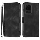 For Samsung Galaxy S20 Ultra Line Pattern Skin Feel Leather Phone Case(Black) - 1