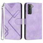 For Samsung Galaxy S21 5G Line Pattern Skin Feel Leather Phone Case(Light Purple) - 1