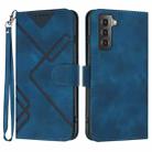 For Samsung Galaxy S21+ 5G Line Pattern Skin Feel Leather Phone Case(Royal Blue) - 1