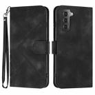 For Samsung Galaxy S21+ 5G Line Pattern Skin Feel Leather Phone Case(Black) - 1