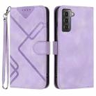 For Samsung Galaxy S21+ 5G Line Pattern Skin Feel Leather Phone Case(Light Purple) - 1