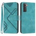 For Samsung Galaxy S21+ 5G Line Pattern Skin Feel Leather Phone Case(Light Blue) - 1
