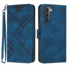 For Samsung Galaxy S22 5G Line Pattern Skin Feel Leather Phone Case(Royal Blue) - 1