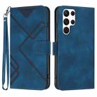 For Samsung Galaxy S22 Ultra 5G Line Pattern Skin Feel Leather Phone Case(Royal Blue) - 1