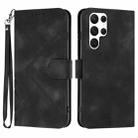 For Samsung Galaxy S22 Ultra 5G Line Pattern Skin Feel Leather Phone Case(Black) - 1