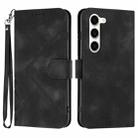 For Samsung Galaxy S23 5G Line Pattern Skin Feel Leather Phone Case(Black) - 1