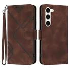 For Samsung Galaxy S23 5G Line Pattern Skin Feel Leather Phone Case(Coffee) - 1