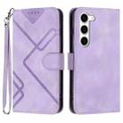 For Samsung Galaxy S23 5G Line Pattern Skin Feel Leather Phone Case(Light Purple) - 1