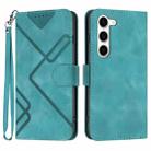 For Samsung Galaxy S23 5G Line Pattern Skin Feel Leather Phone Case(Light Blue) - 1