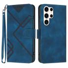 For Samsung Galaxy S23 Ultra 5G Line Pattern Skin Feel Leather Phone Case(Royal Blue) - 1