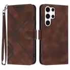 For Samsung Galaxy S23 Ultra 5G Line Pattern Skin Feel Leather Phone Case(Coffee) - 1