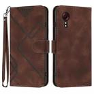 For Samsung Galaxy Xcover 5 Line Pattern Skin Feel Leather Phone Case(Coffee) - 1