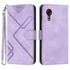 For Samsung Galaxy Xcover 5 Line Pattern Skin Feel Leather Phone Case(Light Purple) - 1