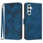 For Samsung Galaxy A35 Line Pattern Skin Feel Leather Phone Case(Royal Blue) - 1
