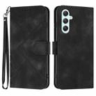 For Samsung Galaxy A35 Line Pattern Skin Feel Leather Phone Case(Black) - 1
