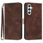 For Samsung Galaxy A35 Line Pattern Skin Feel Leather Phone Case(Coffee) - 1