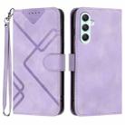 For Samsung Galaxy A35 Line Pattern Skin Feel Leather Phone Case(Light Purple) - 1