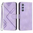 For Samsung Galaxy A55 Line Pattern Skin Feel Leather Phone Case(Light Purple) - 1