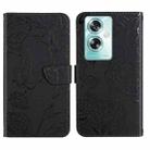 For OPPO Reno11 F 5G/F25 Pro 5G HT03 Skin Feel Butterfly Embossed Flip Leather Phone Case(Black) - 1