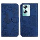 For OPPO Reno11 F 5G/F25 Pro 5G HT03 Skin Feel Butterfly Embossed Flip Leather Phone Case(Blue) - 1